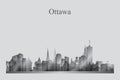 Ottawa city skyline silhouette in grayscale