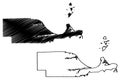 Ottawa County, Ohio State U.S. county, United States of America, USA, U.S., US map vector illustration, scribble sketch Ottawa
