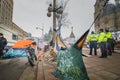 Camping Setup on Wellington Street During Freedom Convoy Protest in Ottawa