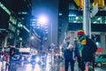 Happy Black Protester Male in the Street at Night Under Rain During Freedom Convoy Protest in Ottawa