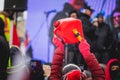 Protester Hitting a Jerry Can during Freedom Convoy Protest in Ottawa