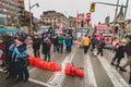 Truck and Protesters in Front or Parliament Hill During Freedom Convoy Protest in Ottawa