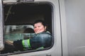 Female Trucker Honking for the Convoy for Freedom 2022 Trucks and Tracors Protest