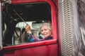 Female Trucker Honking for the Convoy for Freedom 2022 Trucks and Tracors Protest