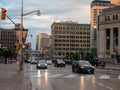 Ottawa, Ontario, Canada. July 2021. People stand out in the streets of Byward Market after a heavy rain. Byward is a very popular