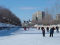 Skating on the Rideau Canal during Winterlude in Ottawa, Canada. Royalty Free Stock Photo