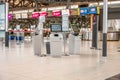Empty self check-in kiosks and departures facilities in the Ottawa International Airport