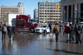 Ottawa, Ontario, Canada - Feb 18, 2022 - Freedom Convoy Police start blocking roads. Royalty Free Stock Photo