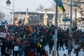 Ottawa, Ontario, Canada - Feb 19, 2022 - Downtown Ottawa Freedom Convoy protests Police presence.