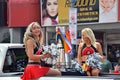 Ottawa Redblacks cheerleaders with Grey Cup in Pride Parade Royalty Free Stock Photo
