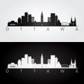 Ottawa skyline and landmarks silhouette Royalty Free Stock Photo