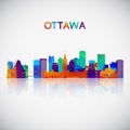 Ottawa skyline silhouette in colorful geometric style.