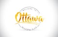 Ottawa Welcome To Word Text with Handwritten Font and Golden Tex