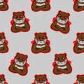 Otter angry, face mad, animals indignant,beaver resentful irate cartoon, wrath, annoyed,wroth brown pet cute seamless pattern, Royalty Free Stock Photo