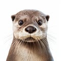 Realistic Otter Portrait Illustration On White Background