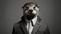 Monochromatic Portraits: Otter In A Suit And Tie