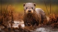 Stunning Otter Animal Photography: A Blend Of Wet-on-wet Artistry