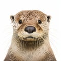 Close-up Otter Drawing: Front View On White Background