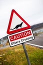 Otter Crossing sign in Scotland