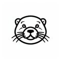 Black And White Cat Character Logo: Otter Illustration In Liam Gillick Style Royalty Free Stock Photo