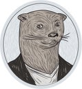 Otter Head Blazer Shirt Oval Drawing