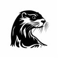 Black And White Otter Head Logo On White Background
