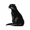 Soviet Realism Inspired Silhouette Of Pet Otter On White Background