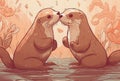 A Otter Love That Cannot Be Contained: Otters Embrace. Generative Ai.