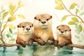 Otter, mammal Otters found in Thailand: 1. Small, short-clawed otter 2. Smooth-haired large otter 3. Common large otter.