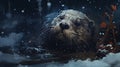 Underwater Otter Hd Wallpapers: Depictions Of Inclement Weather In Dark Snowy Forest