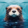 Surreal Low Poly Otter Portrait: Mosaic-inspired Realism Illustration