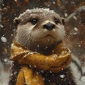 Otter Snow Royalty Free Stock Photo