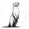 Realistic Standing Otter Sketch: Hyper-detailed Rendering With Simplistic Characters