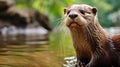 Transcendent Photo Of Harpia Harpyja Otter Wading In Brazilian Zoo