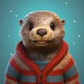 Charming Cartoon Otter Illustration In Zbrush Style