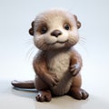 Adorable Otter Fur Baby - High-quality 3d Render In Fantasy Style