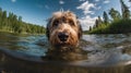 Otterhound\'s Joyful Dive in a Serene Lake