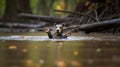 Otterly Adorable Family Swimming in Golden River