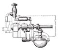 Otto engine governor, front view, vintage engraving