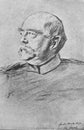 The Otto von Bismarck`s portrait by a painter Franz von Lenbach in the old book the History of Painting, by R. Muter, 1887, St. Royalty Free Stock Photo
