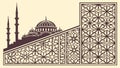 Ottoman Era Mosque with Geometric Pattern Design, vector design Generative AI Royalty Free Stock Photo