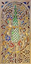 Ottoman era Perforated stucco window decorated with colorful stain glass with floral patterns