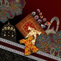 ottoman motif colorful silk scarf design