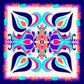 ottoman motif colorful silk scarf design Royalty Free Stock Photo
