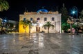 The Ottoman Vezir Mosque, that nowadays became the basilica of St Titus in the evening lights, Heraklion, Crete Royalty Free Stock Photo