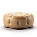 Beige Tufted Ottoman: Realistic 3d Render For Coffee Table