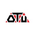 OTU triangle letter logo design with triangle shape. OTU triangle logo design monogram. OTU triangle vector logo template with red Royalty Free Stock Photo