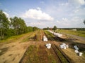 Railway works during railroad modernisation in Poland.