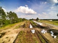 Railway works during railroad modernisation in Poland.