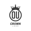 OU Letter Logo Design with Circular Crown